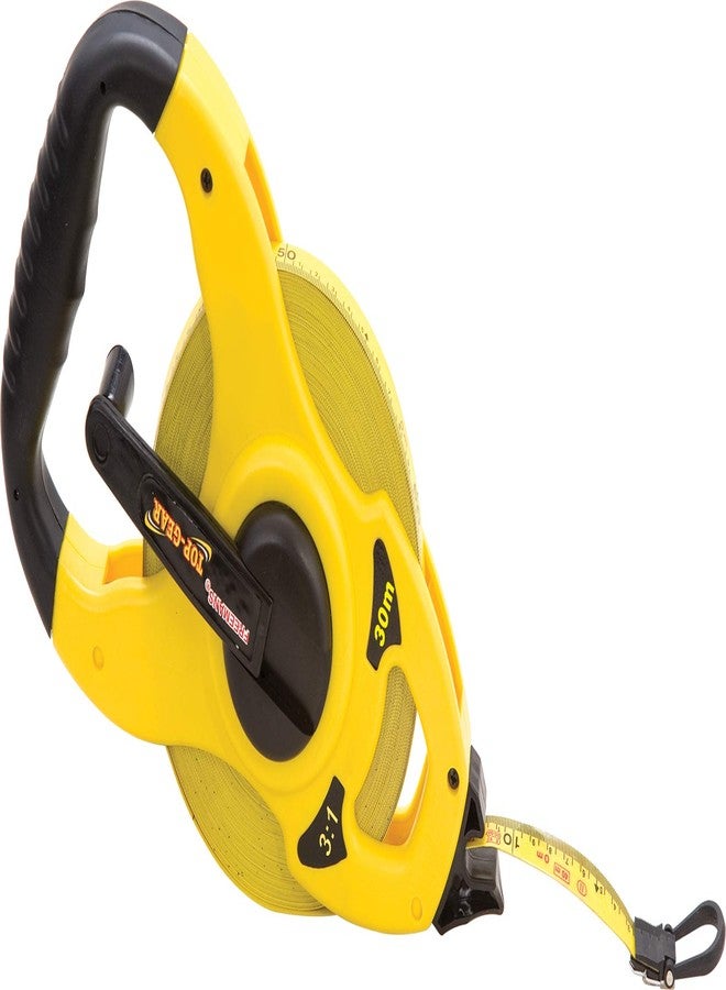 FREEMANS Top Gear Fibreglass Open Reel Tape -30m/100ft With Unbreakable ABS case || Protruding Marker || Geared Mechanism - 3x Faster Winding and Soft Grip PVC Handle - Image 1